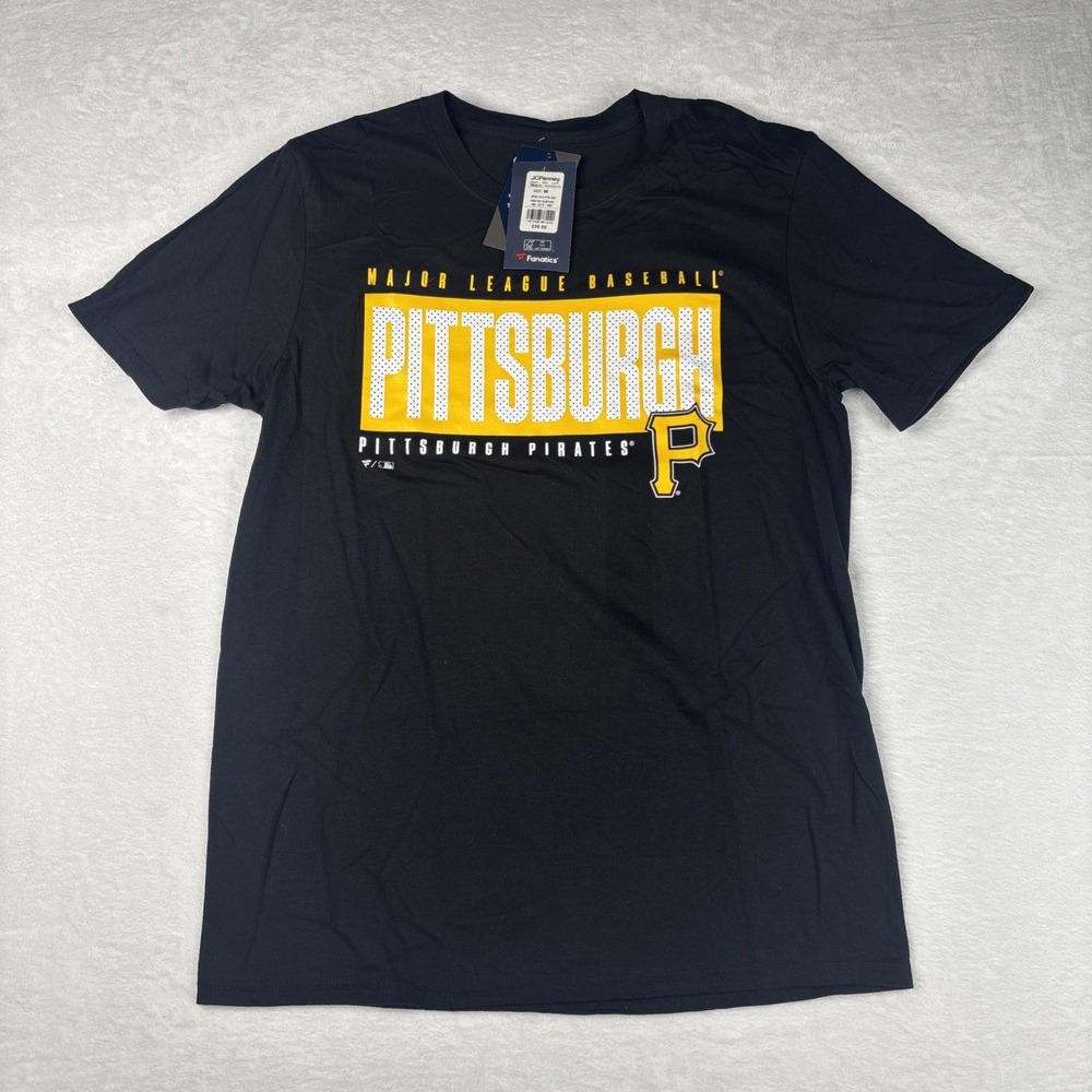 Fanatics Pittsburgh Pirates Men's Black Tee Shirt Short Sleeve NWT Size Medium - Picture 1 of 6